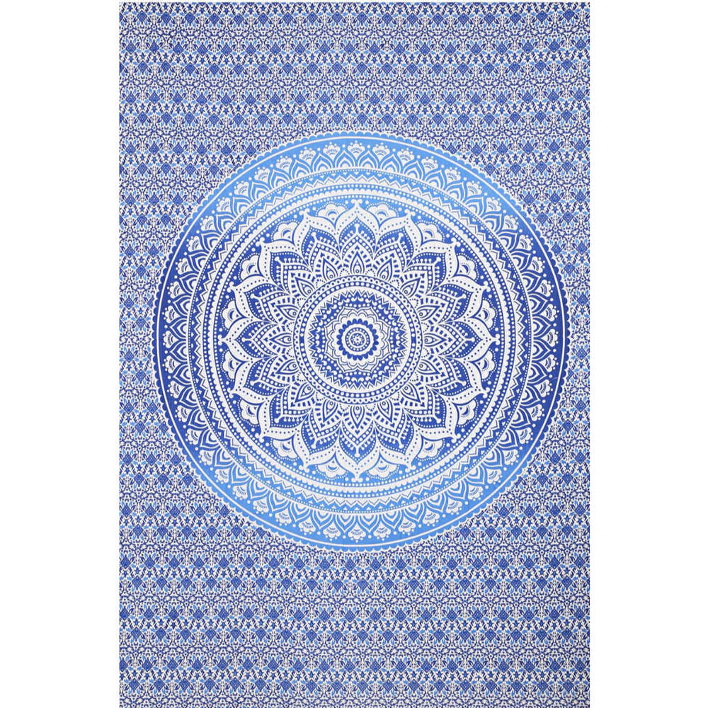 Blue Floral Mandala Tapestry by Zest For Life